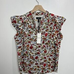 ME+EM Floral Blouse - Red, Green, and Blue